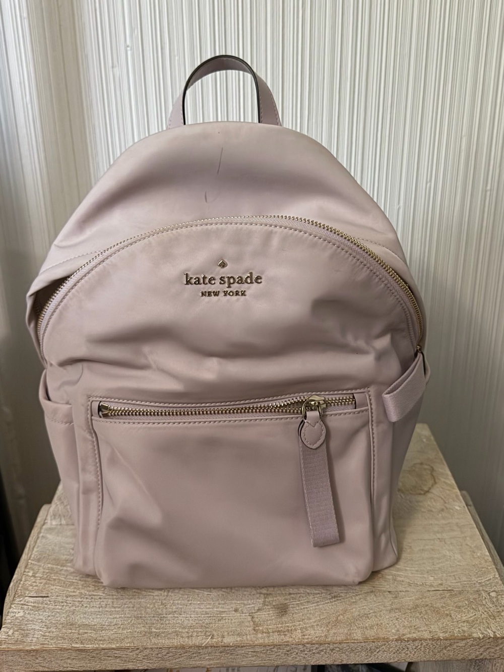 kate spade New York Pale Blush Nylon Backpack with Gold Hardware
